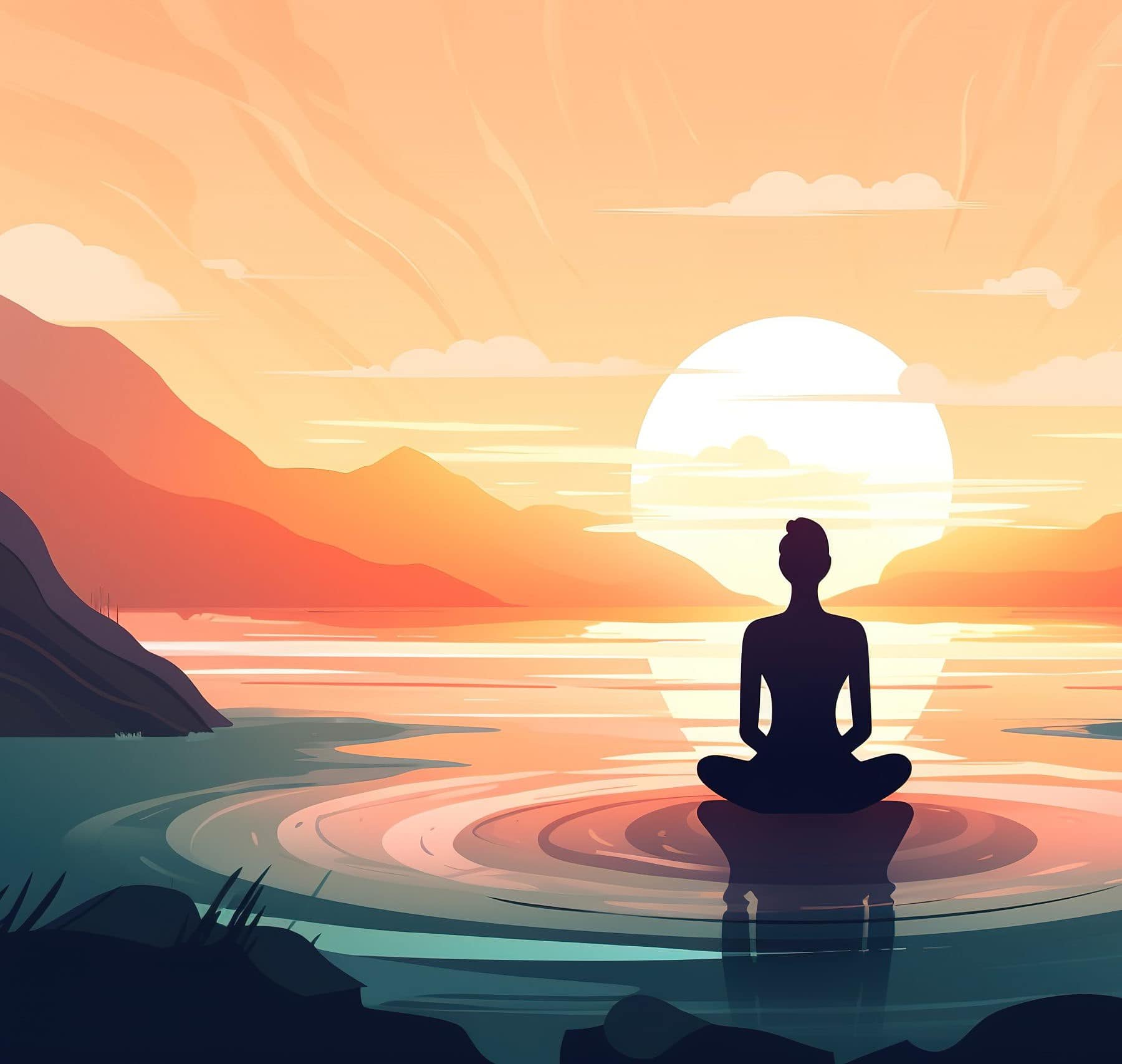 Flat design illustration of meditation and spirituality concept. Generative AI