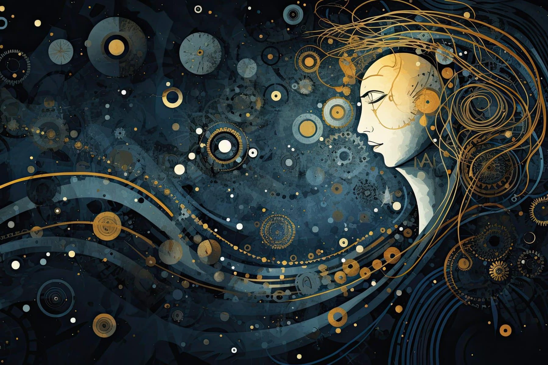 Abstract background with symbols of dreams and subconscious