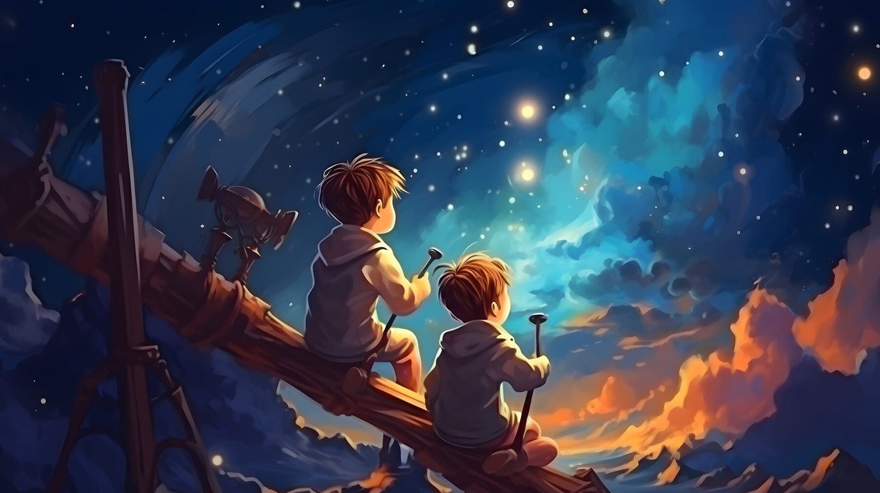 Night scene of two brothers