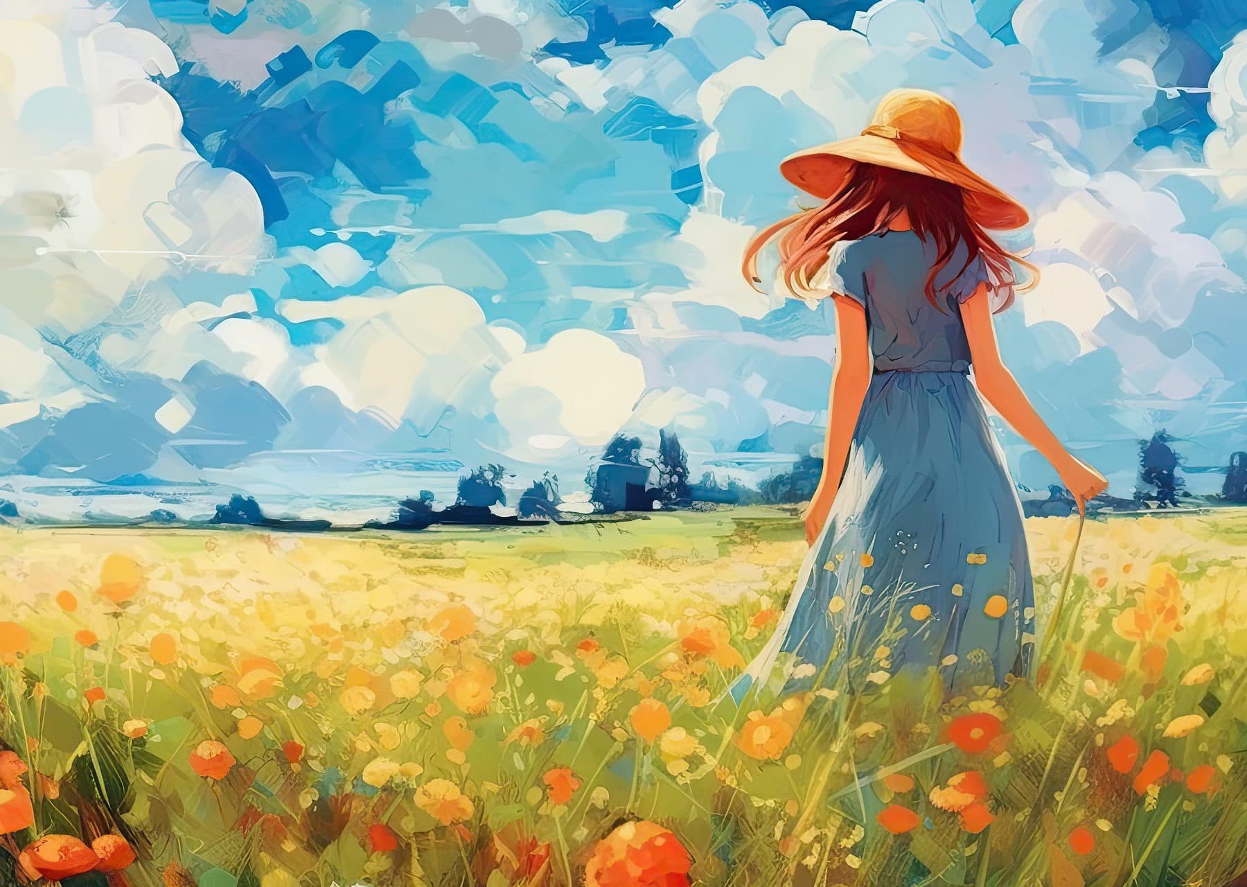 Anime impressionism with this stunning artwork. A picturesque gr