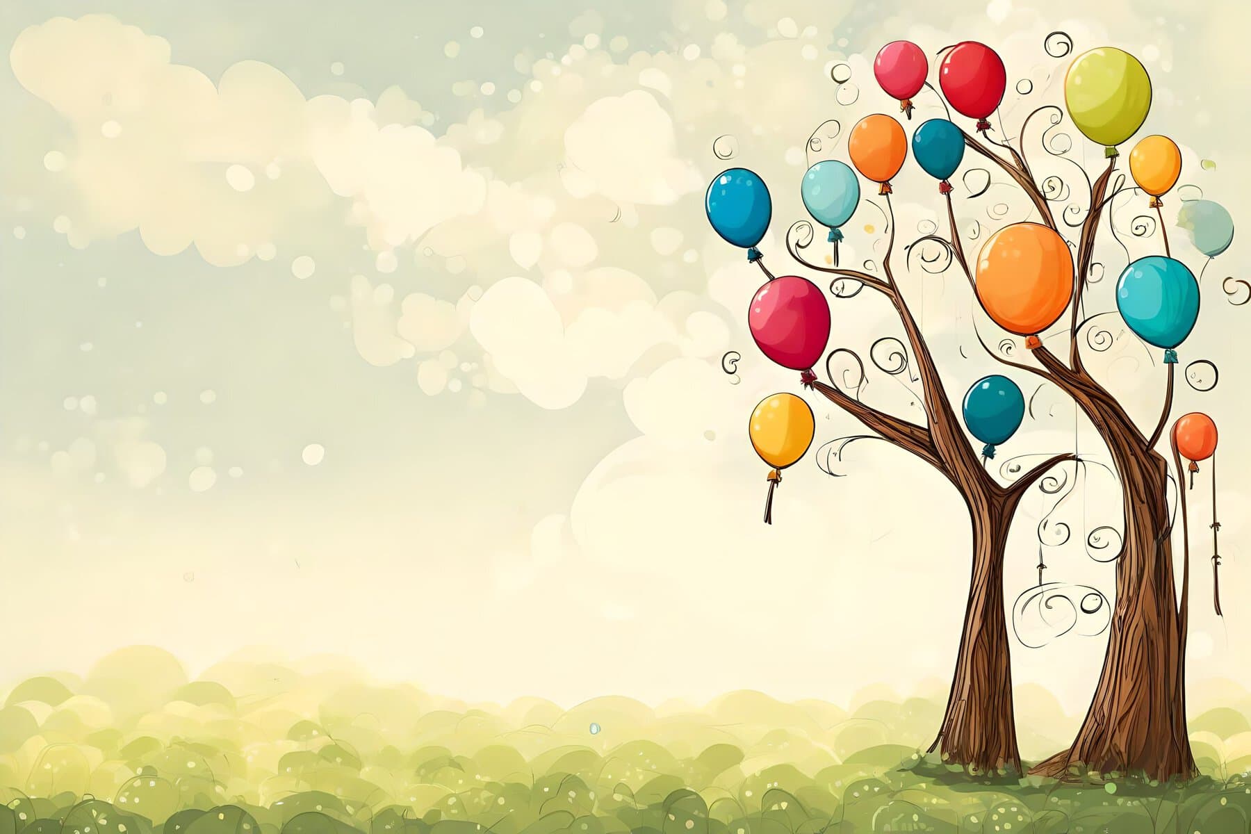 A whimsical balloon tree with plenty of space for text.